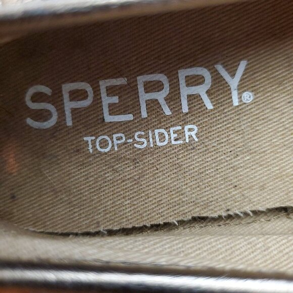 ❤️403 Sperry Seaside Perforated Platinum Metallic Gold Slip-On Sneaker - Picture 3 of 12